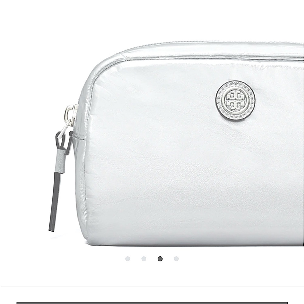 Tory Burch Shimmering Silver Cosmetic Bag